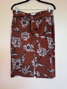 14th & Union Floral Tie-Waist Pencil Skirt, Size M